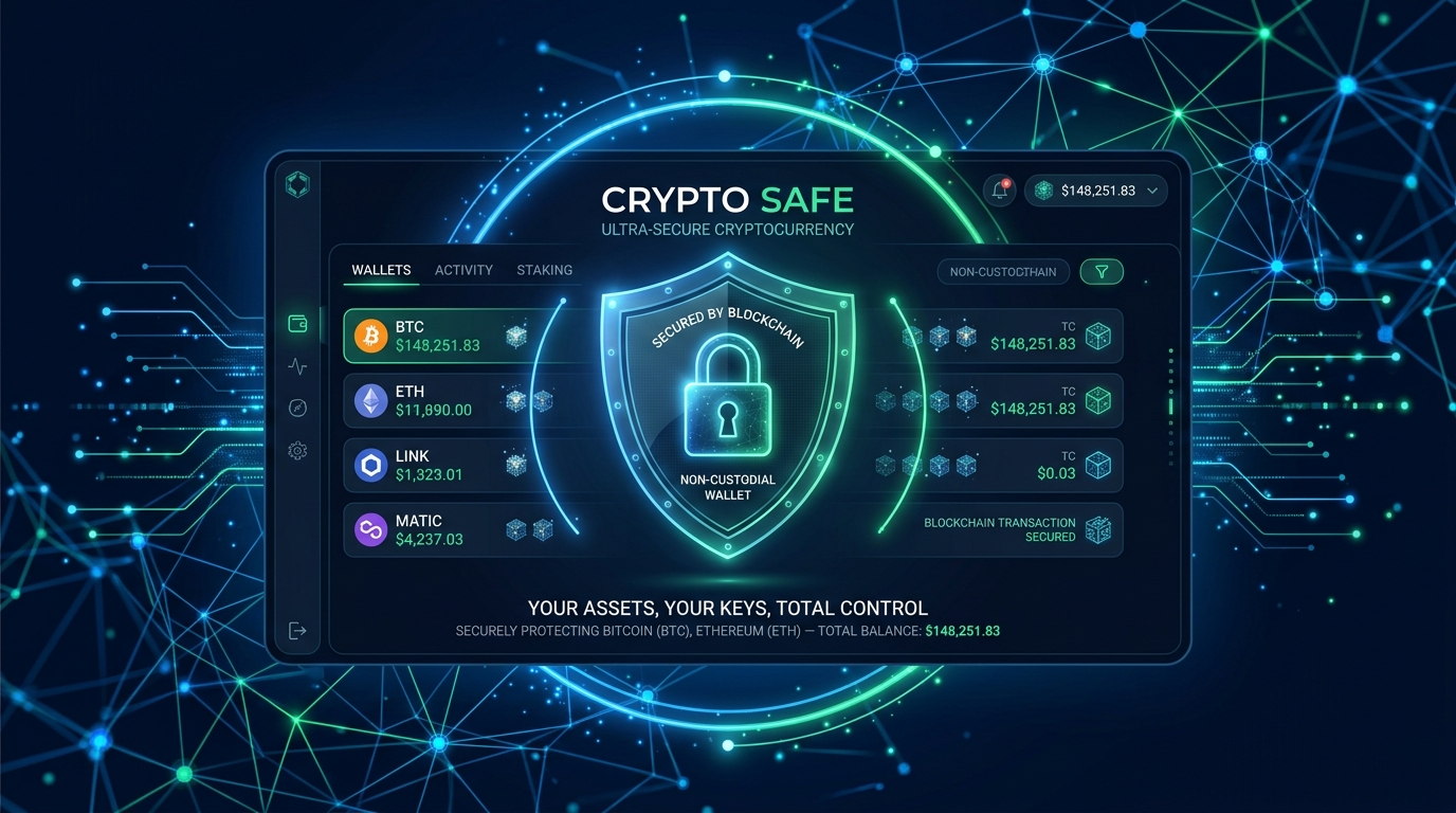 Non-Custodial AI Trading: Why It Matters for Your Crypto Security 1 Non-custodial cryptocurrency wallet with security shield